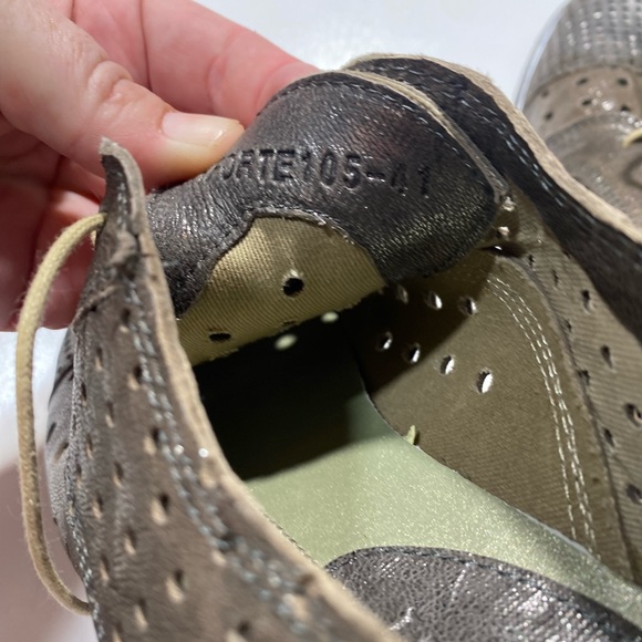 Fabbrica Dei Colli Stringate Donna Perforated Metallic Taupe Shimmery Oxfords 11 - Picture 13 of 16
